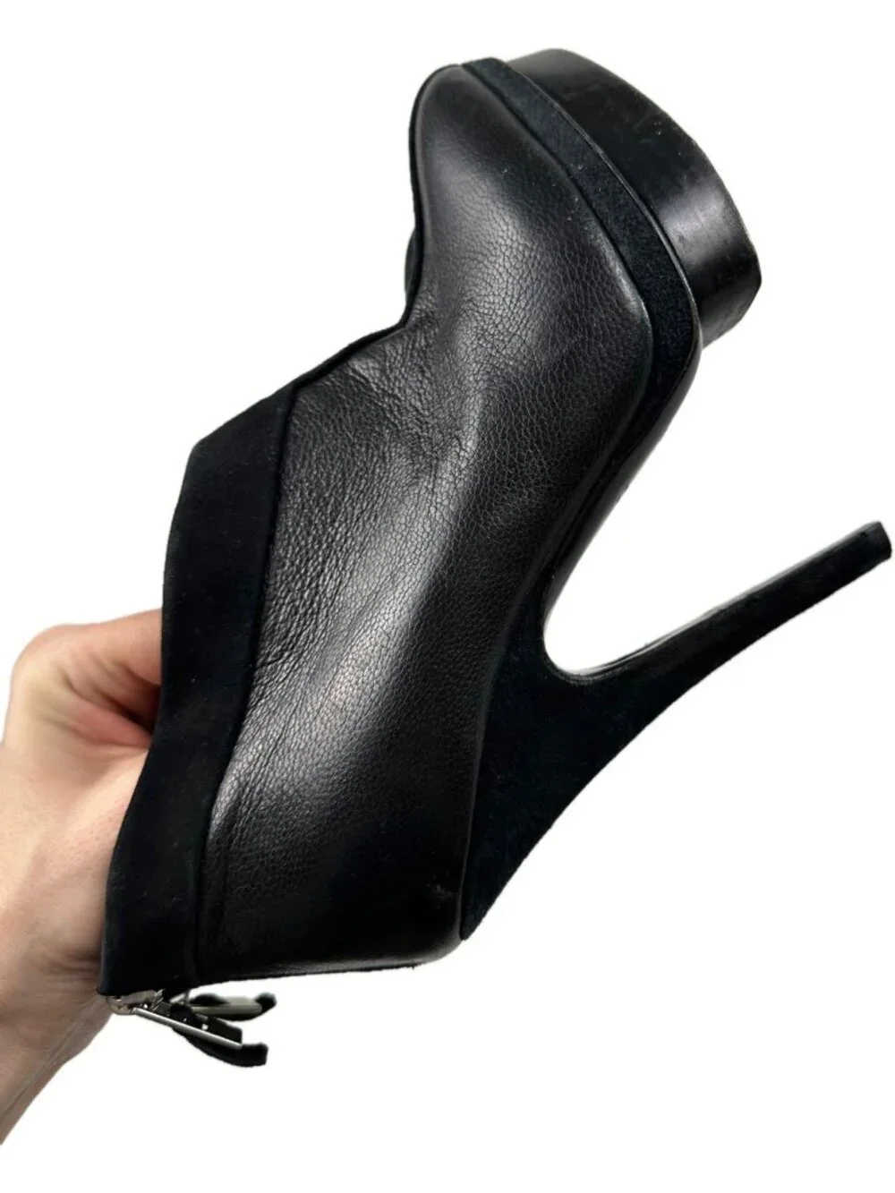 Yves Saint Laurent – YSL Rive Gauche Black Leather & Suede Easy Ankle Boots 7.5